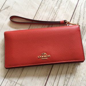 Coach Slim Snap Wallet Wristlet Carmine Red Pink